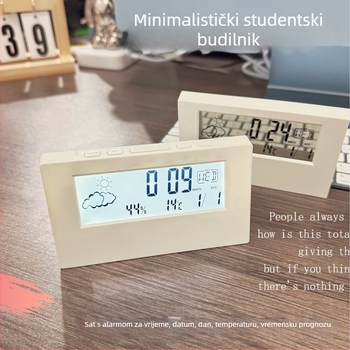 Japanski-stil minimalistički višefunkcionalni digitalni stolni sat s budilicom, proziran, kompaktan za spavaću sobu
