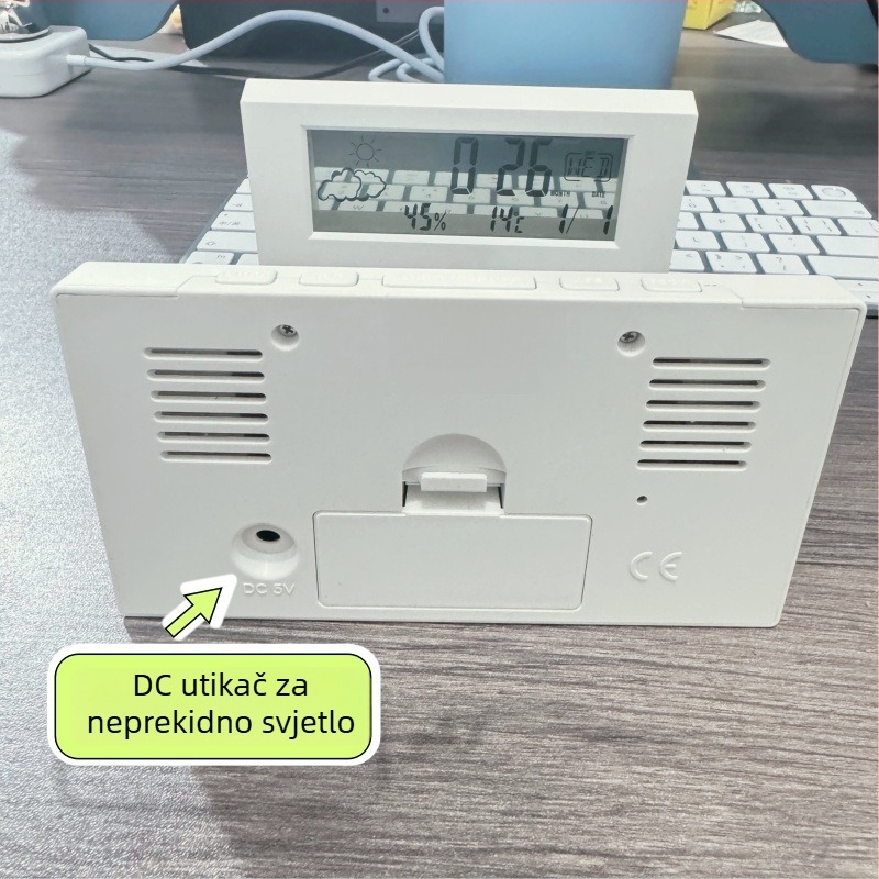 Japanski-stil minimalistički višefunkcionalni digitalni stolni sat s budilicom, proziran, kompaktan za spavaću sobu