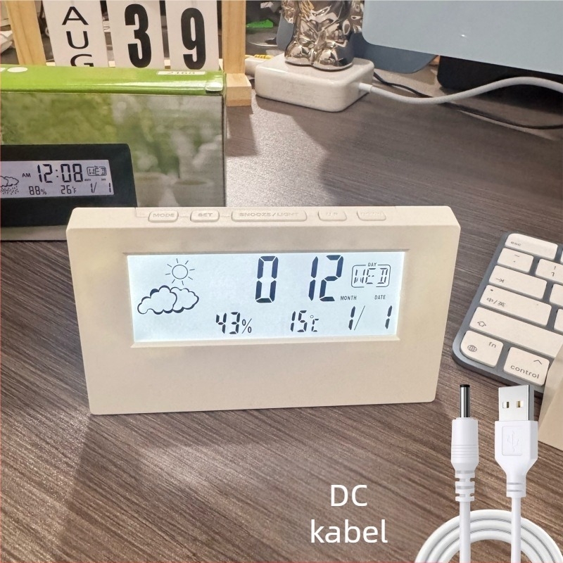 Japanski-stil minimalistički višefunkcionalni digitalni stolni sat s budilicom, proziran, kompaktan za spavaću sobu