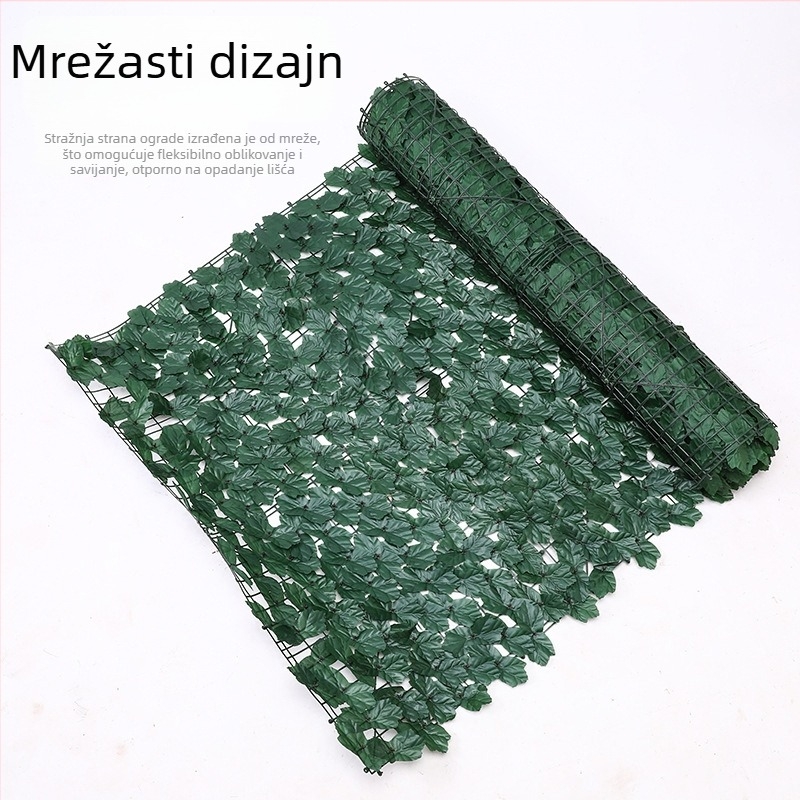 Plastični umjetni zeleni ograda s simuliranim listovima za balkon i dvorište – dekorativna zelena stijena
