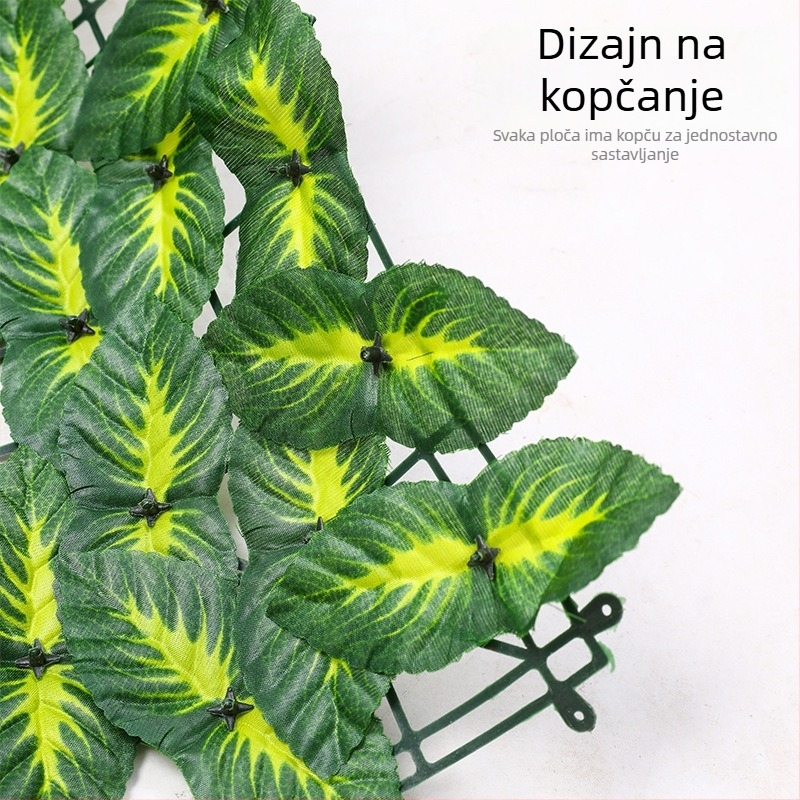 Plastični umjetni zeleni ograda s simuliranim listovima za balkon i dvorište – dekorativna zelena stijena