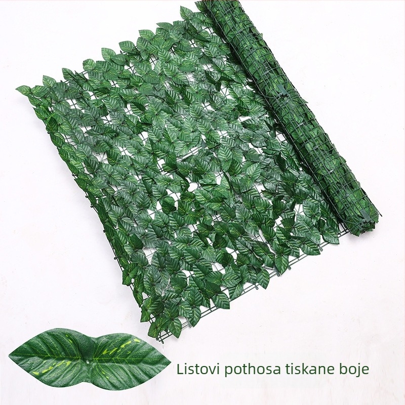 Plastični umjetni zeleni ograda s simuliranim listovima za balkon i dvorište – dekorativna zelena stijena