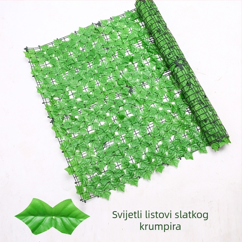 Plastični umjetni zeleni ograda s simuliranim listovima za balkon i dvorište – dekorativna zelena stijena