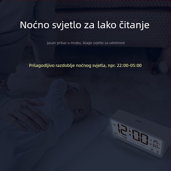 Automatski svjetleći digitalni sat s pozadinskim osvjetljenjem — stolni budilnik za spavaću sobu sa zaslonom osjetljivim na svjetlo