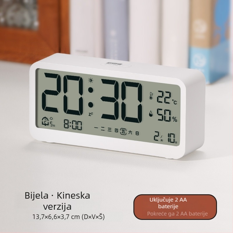 Automatski svjetleći digitalni sat s pozadinskim osvjetljenjem — stolni budilnik za spavaću sobu sa zaslonom osjetljivim na svjetlo