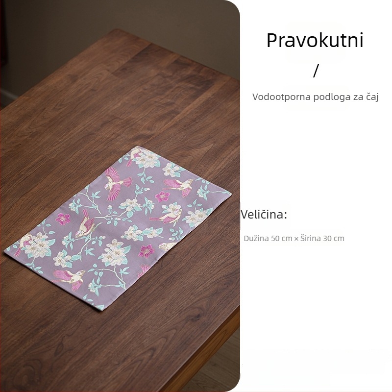 Wuxinji Brocade dvostrano vodootporna čajna podloga od tkanine, novi kineski stil, Zen inspirirana podloga za stol za čaj