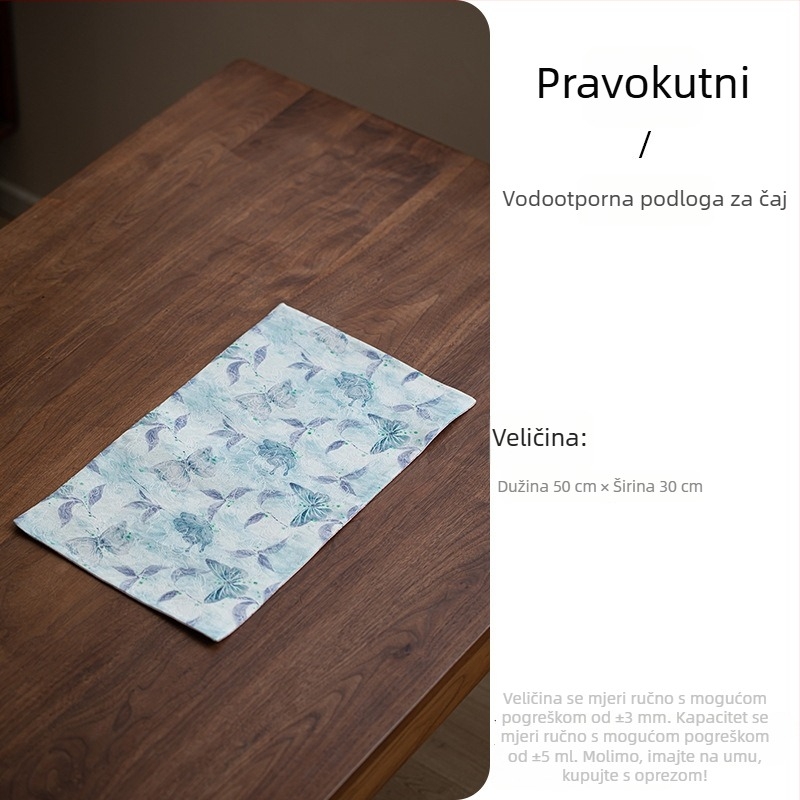 Wuxinji Brocade dvostrano vodootporna čajna podloga od tkanine, novi kineski stil, Zen inspirirana podloga za stol za čaj