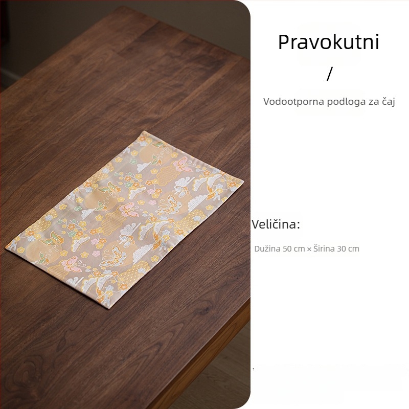 Wuxinji Brocade dvostrano vodootporna čajna podloga od tkanine, novi kineski stil, Zen inspirirana podloga za stol za čaj