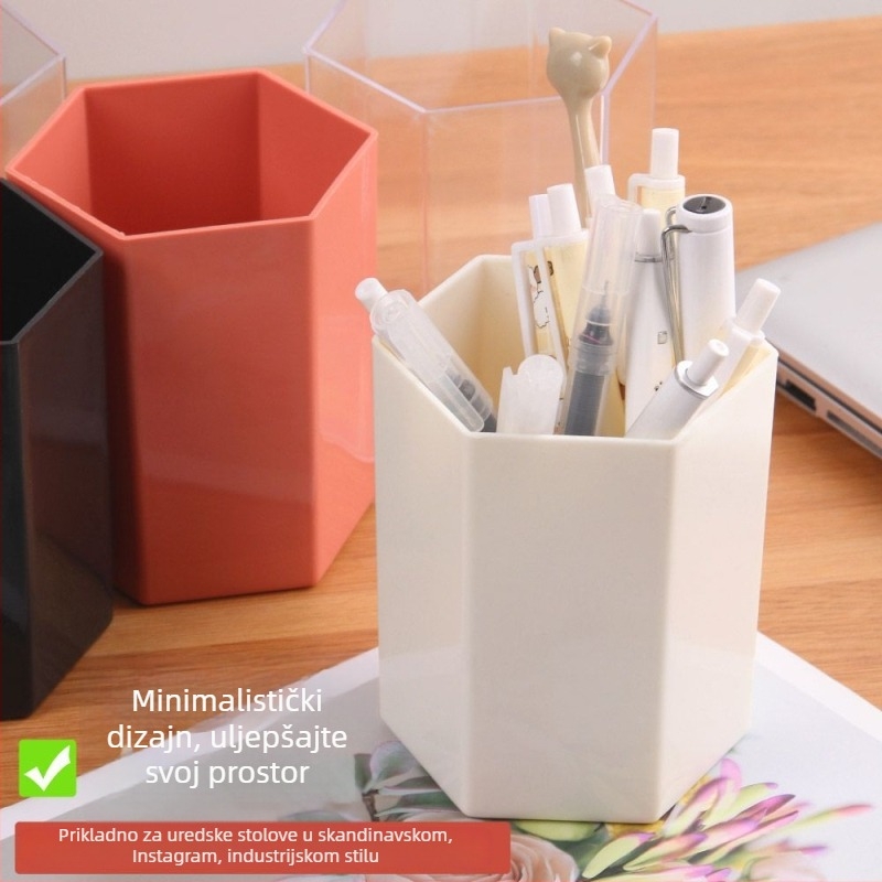 Kreativni plastični šestougaoni držač olovke za stol i školu – velika kapacitet, organizator ureda