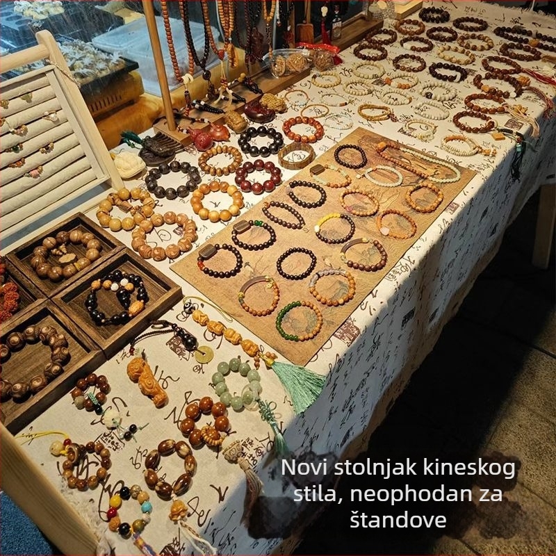 Pravougaoni stolnjak za izlaganje nakita, kineski stil, kaligrafija i zen inspiracija