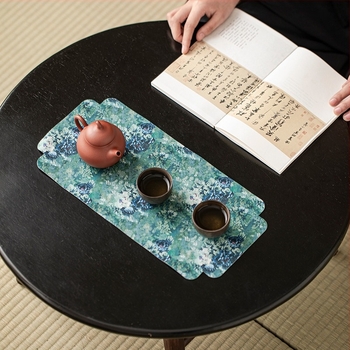Zen-inspirirana upijajuća i vodootporna podloga za stol za čaj i podmetač za čaše, 42×21 cm, tekstilni dodaci za čajni set