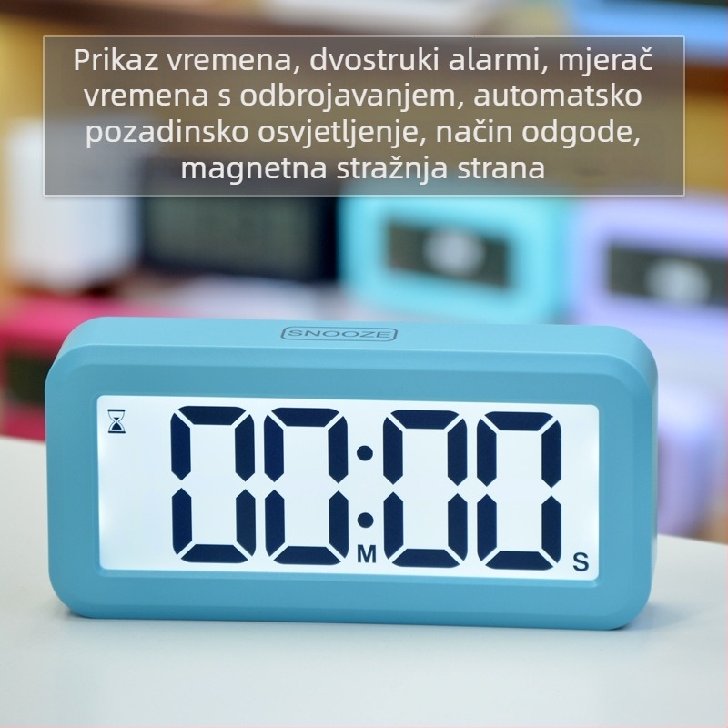 LCD s velikim zaslonom tajmera za učenike i djecu, mali stolni alarmni sat s elegantnim dizajnom