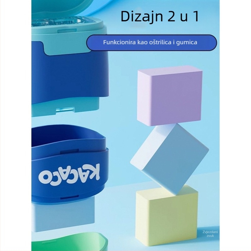 Oštrilo za olovke s dvostrukim otvorom i gumiranim tijelom, ručni pogon