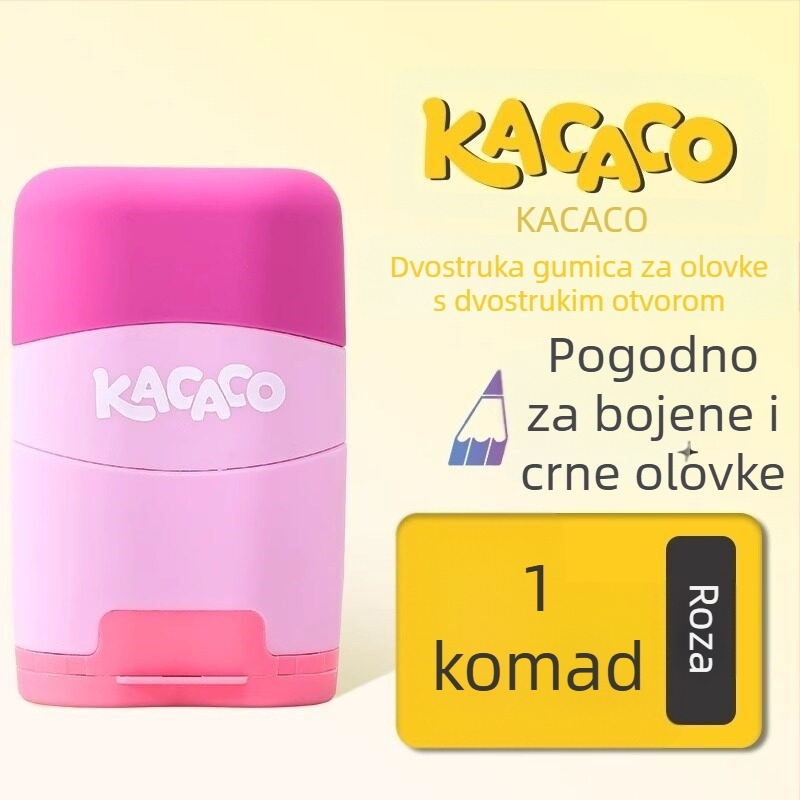 Oštrilo za olovke s dvostrukim otvorom i gumiranim tijelom, ručni pogon