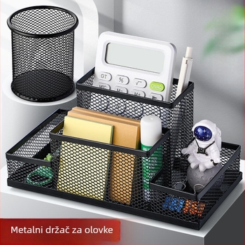Okrugli kovinski držač za olovke – minimalistički organizator za ured, stolna dekoracija za učenike