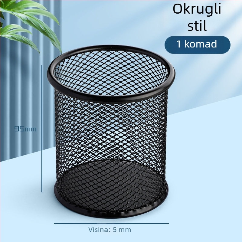 Okrugli kovinski držač za olovke – minimalistički organizator za ured, stolna dekoracija za učenike