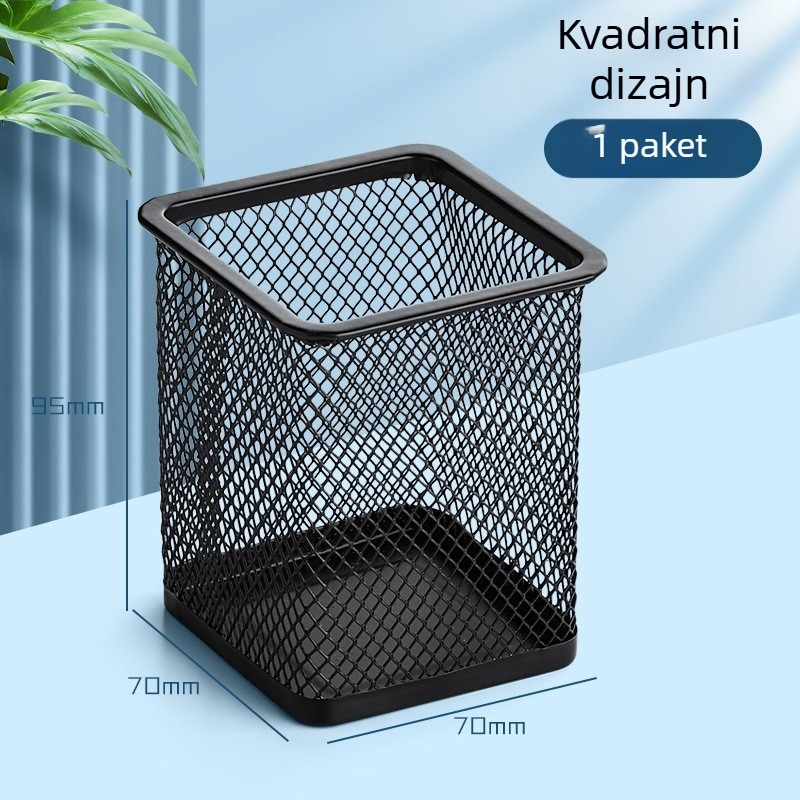 Okrugli kovinski držač za olovke – minimalistički organizator za ured, stolna dekoracija za učenike