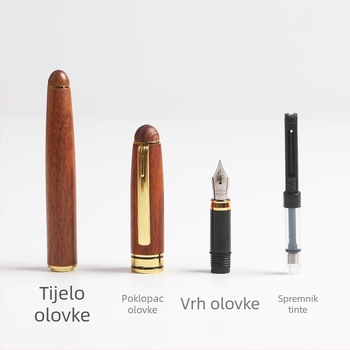Set poklon olovaka od ružinog drveta s potpisnom olovkom za poslovne i uredske potrebe – memorijska drvena olovka