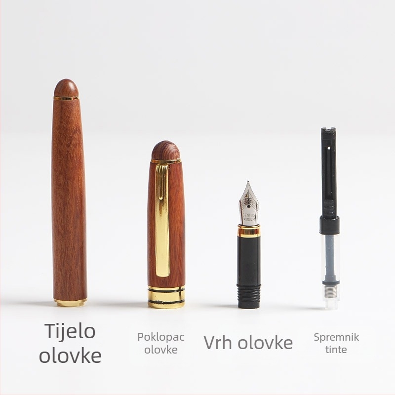 Set poklon olovaka od ružinog drveta s potpisnom olovkom za poslovne i uredske potrebe – memorijska drvena olovka