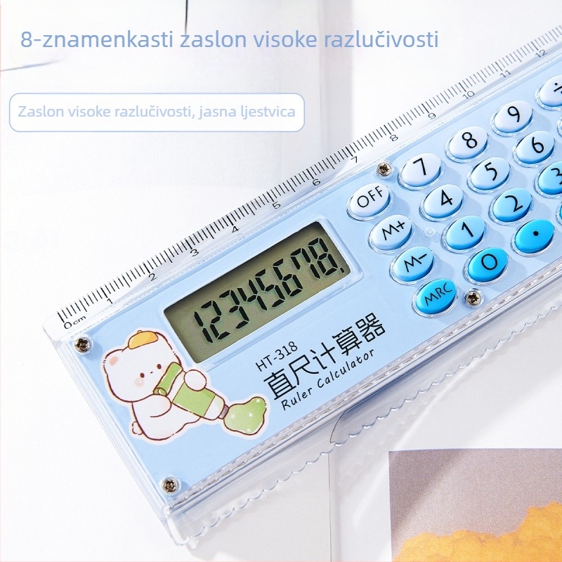 Mini elektronički ravnalo s valovitim dizajnom i kalkulatorom za učenike