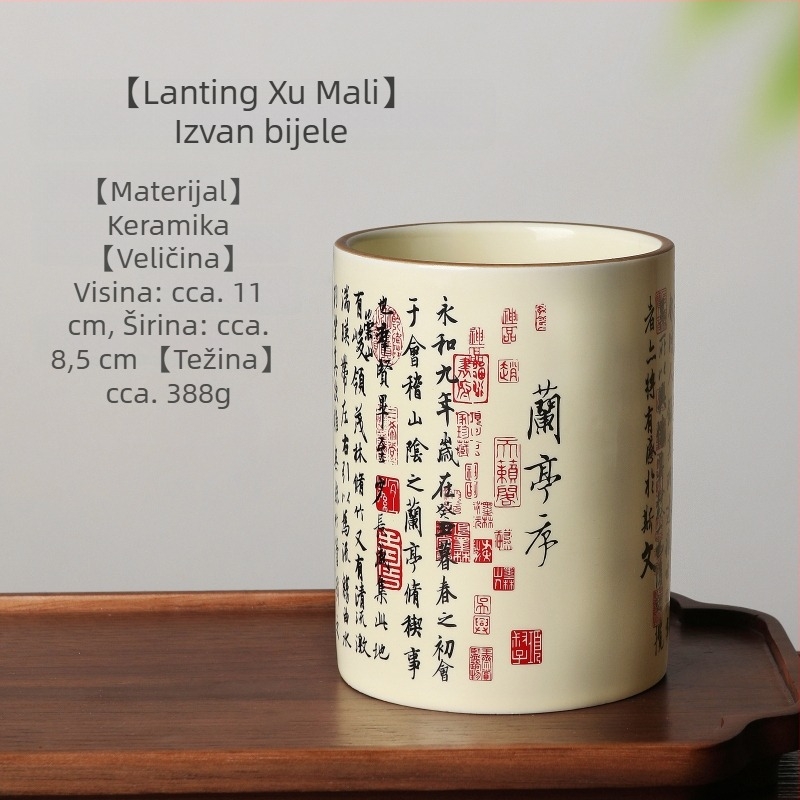 Keramički držač za četke, stil Lantingxu, kreativni retro stolni organizator, veliki kapacitet
