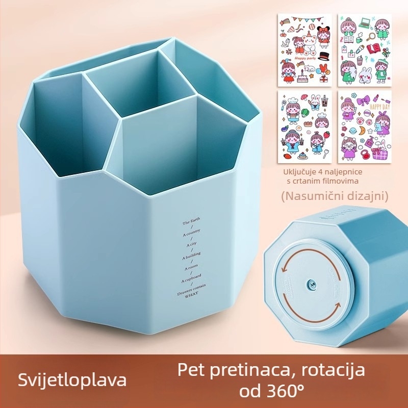 360° rotirajući držač olovaka za stol, organizator za školsku opremu, veliki kapacitet, višenamjenski