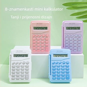 Mini kalkulator s preklopnim poklopom u stilu makaron, šaren, prijenosan, 8-znamenkasti zaslon