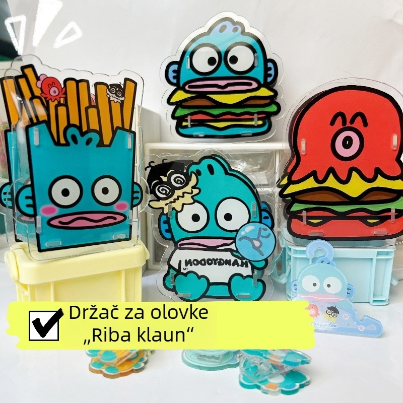 Kreativni slatki akrilni držač za olovke sa Sanrio clownfish motivom, stolni organizator za šminku i školske potrepštine