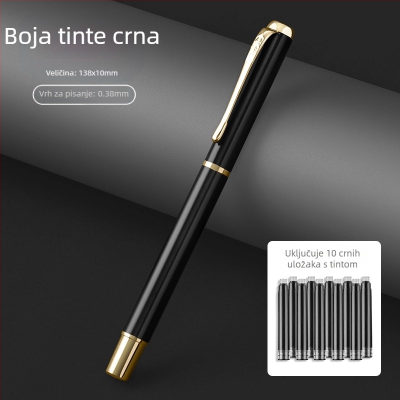 Morandi nalivpero s tamnim vrhom, sustav tinte vrećice, metalno tijelo, pogodno za učenike i kaligrafiju, graviranje loga