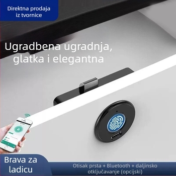 Ugrađena brava za ormar s otiskom prsta, skrivena instalacija, Bluetooth pametna brava za ladice i ormare