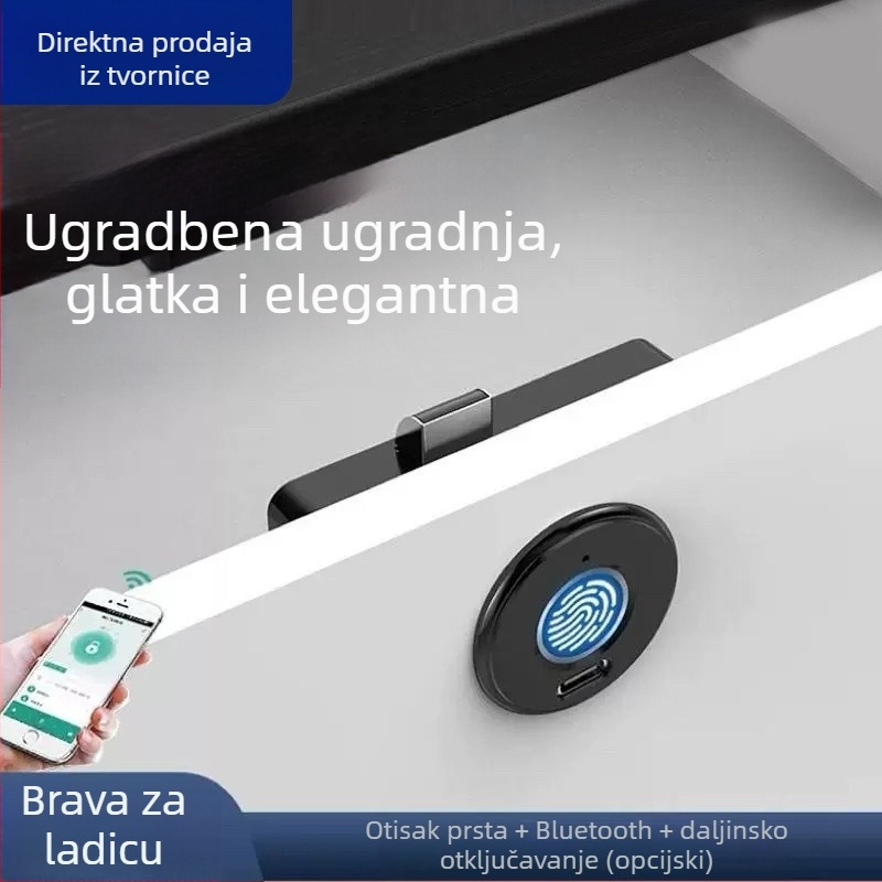 Ugrađena brava za ormar s otiskom prsta, skrivena instalacija, Bluetooth pametna brava za ladice i ormare