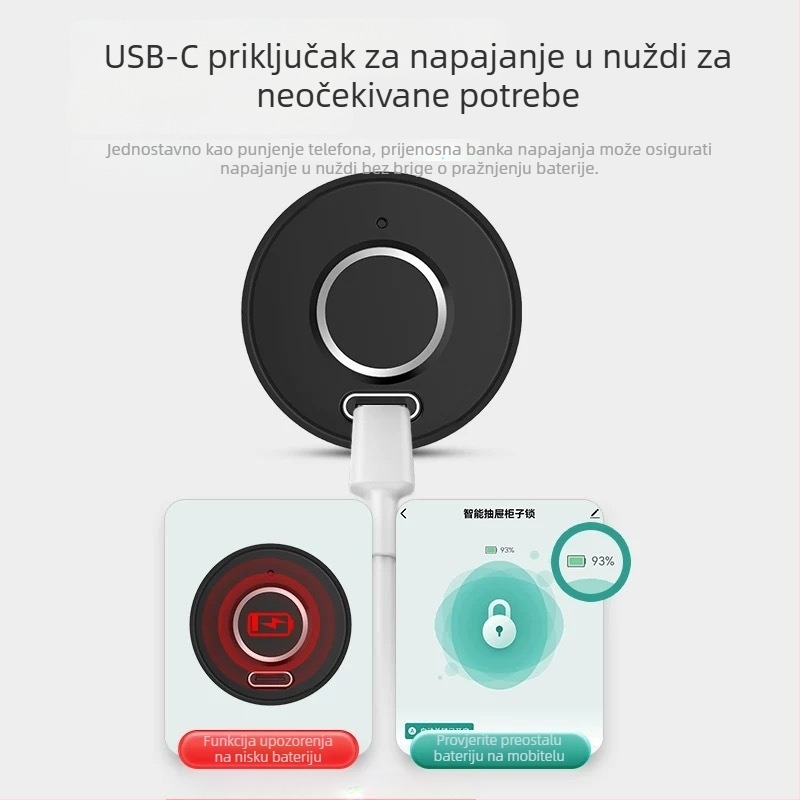 Ugrađena brava za ormar s otiskom prsta, skrivena instalacija, Bluetooth pametna brava za ladice i ormare