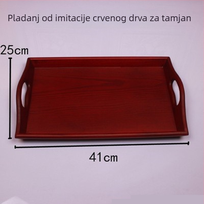Ručno izrađeni budistički tamjanik od satena, s izvezenim motivima hrama, uključuje posudu za prah i pladanj za darove