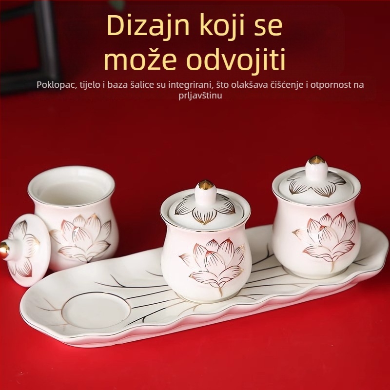 Keramički set od tri čaše za obožavanje Guanyin Bodhisattve, čaše za vodu pred Budom, male čaše za vino
