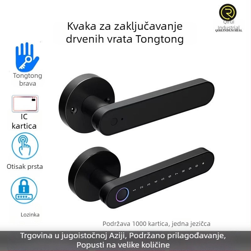 Pametna kvaka za vrata s otiskom prsta za drvena vrata, američki standard, za spavaću sobu, Tuya