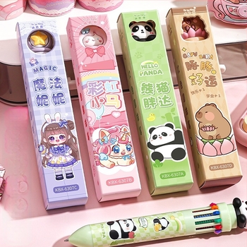 12-boja kuglična olovka s simpatičnim karikaturnim motivima, mehanizam pritiskanja
