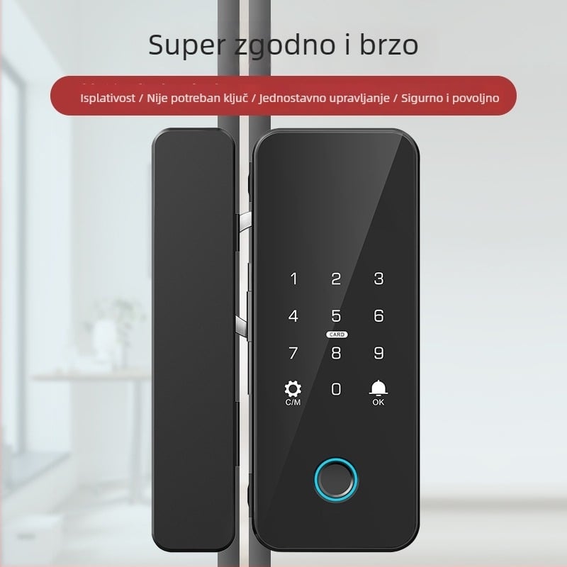 Double Shields H905 brava za staklena vrata s otiskom prsta i lozinkom, TTLOCK, TUYA – dvostruka vrata bez bušenja