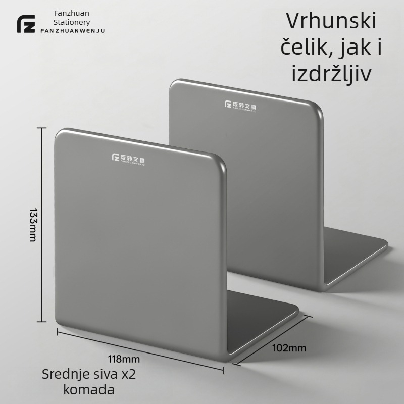 Obostrani stolni držač za knjige, držač knjiga i dijeljiva pregrada, metalni, srednje veličine, debela konstrukcija, kreativan dizajn