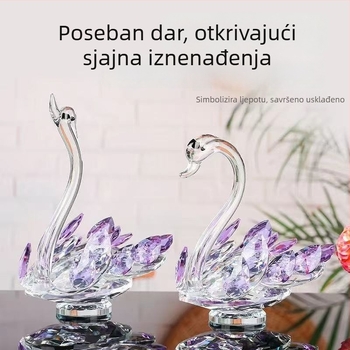 Kristalna labud figura za kućnu dekoraciju, vjenčani dar, pogodna za TV ormarić i skrinja za vino, bijeli kristal.