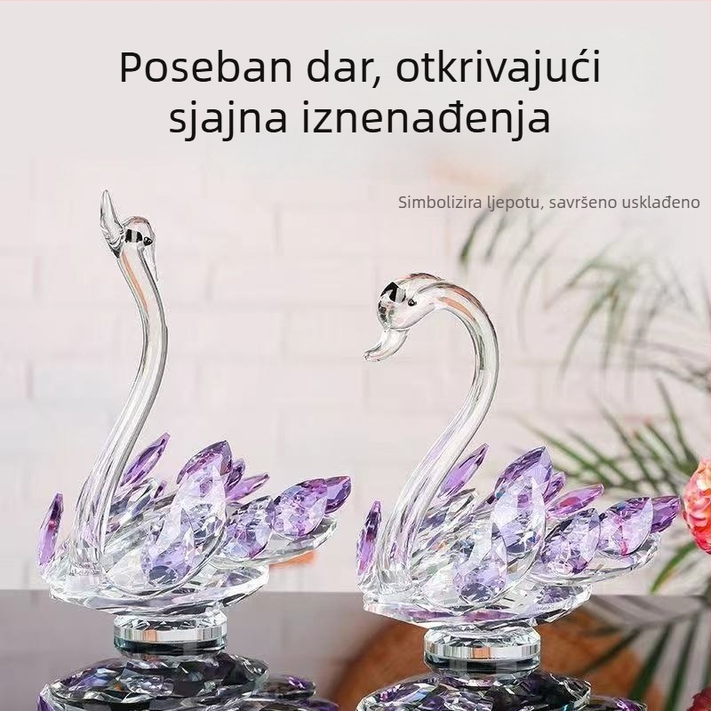 Kristalna labud figura za kućnu dekoraciju, vjenčani dar, pogodna za TV ormarić i skrinja za vino, bijeli kristal.
