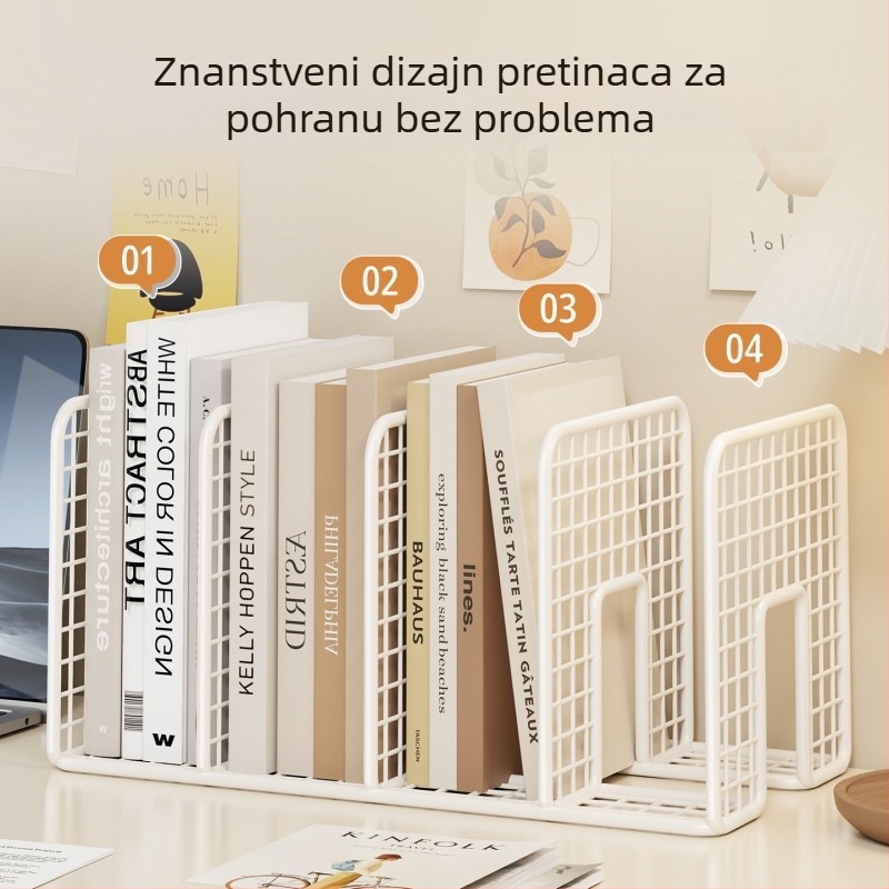 Stolni držač za knjige i polica za učenike; željezni umjetnički razdjelnik za organizaciju knjiga; držači za knjige; polica na prozorsku dasku