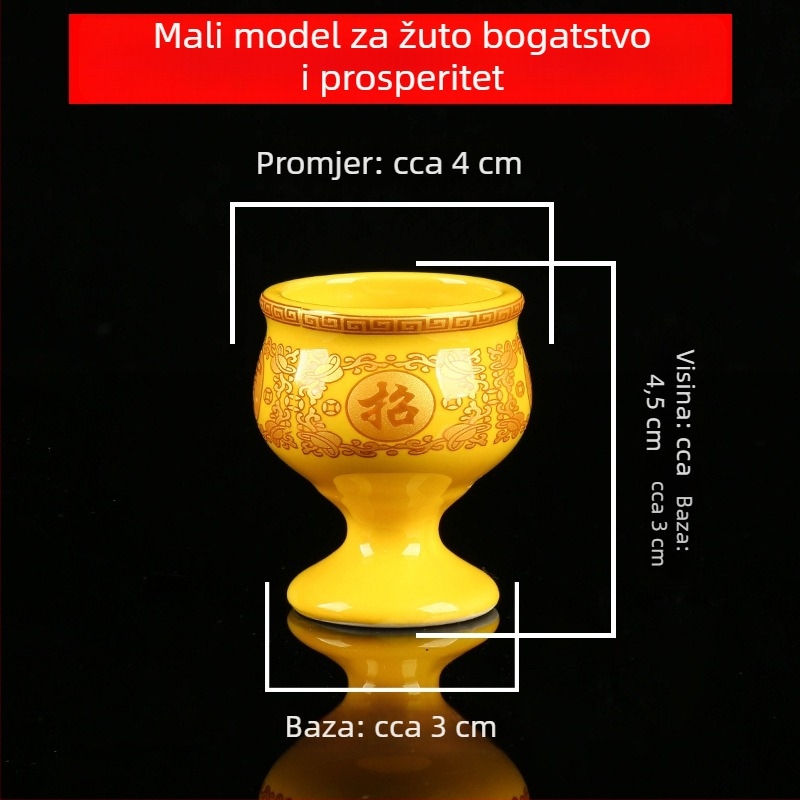 Keramička Guanyin šalice za kućni oltar — sveta voda, šalica s lotosom za pročišćavanje i šalica Boga bogatstva za vino