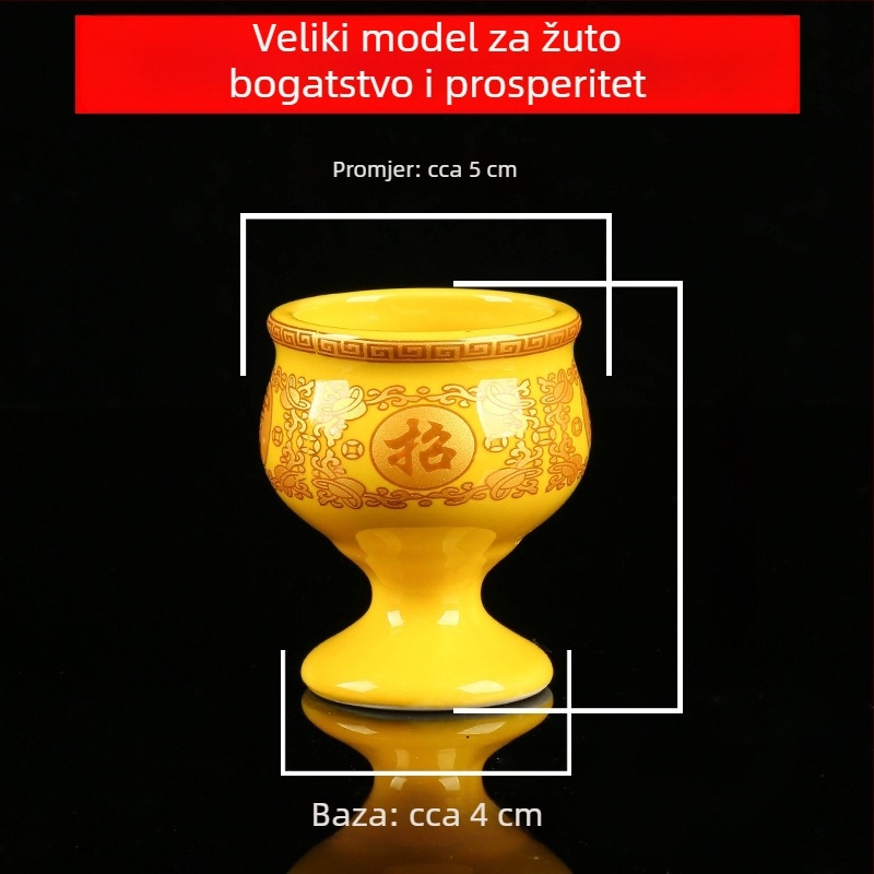 Keramička Guanyin šalice za kućni oltar — sveta voda, šalica s lotosom za pročišćavanje i šalica Boga bogatstva za vino