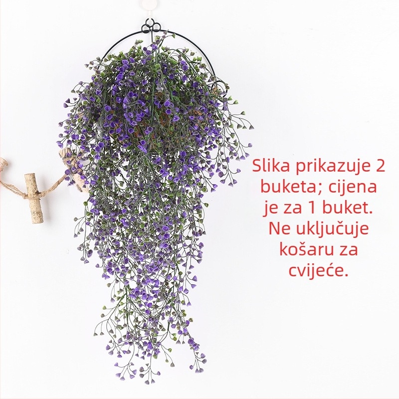 Umjetna zlatna vrba – zidna zavjesa s lozom i plastičnim cvijećem, zelena dekoracija