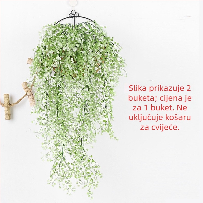 Umjetna zlatna vrba – zidna zavjesa s lozom i plastičnim cvijećem, zelena dekoracija