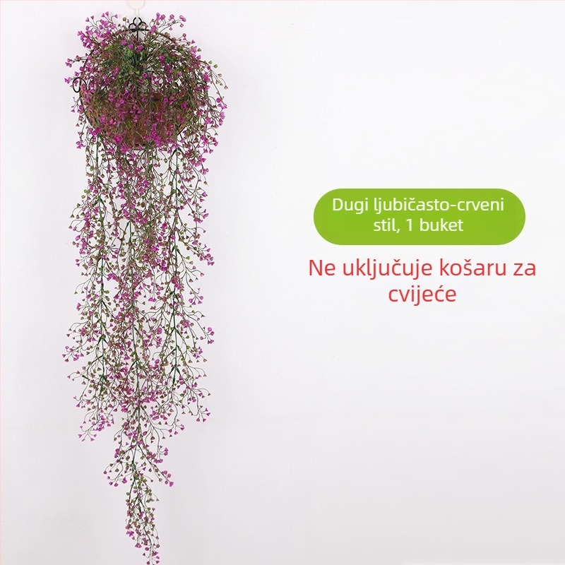 Umjetna zlatna vrba – zidna zavjesa s lozom i plastičnim cvijećem, zelena dekoracija