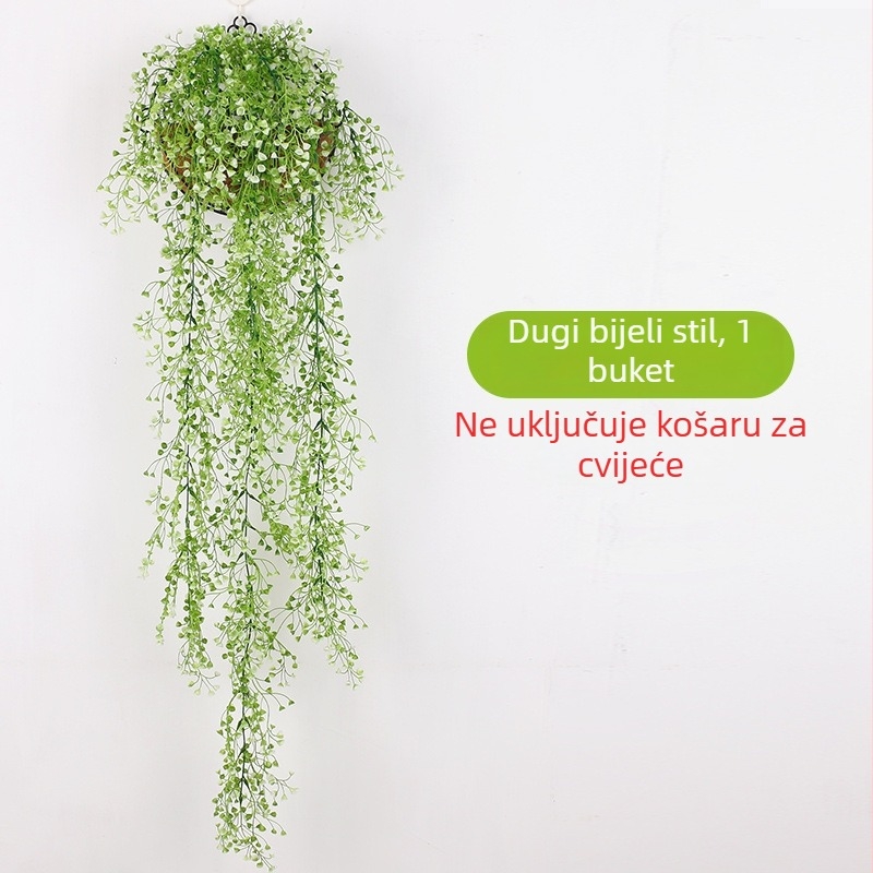 Umjetna zlatna vrba – zidna zavjesa s lozom i plastičnim cvijećem, zelena dekoracija
