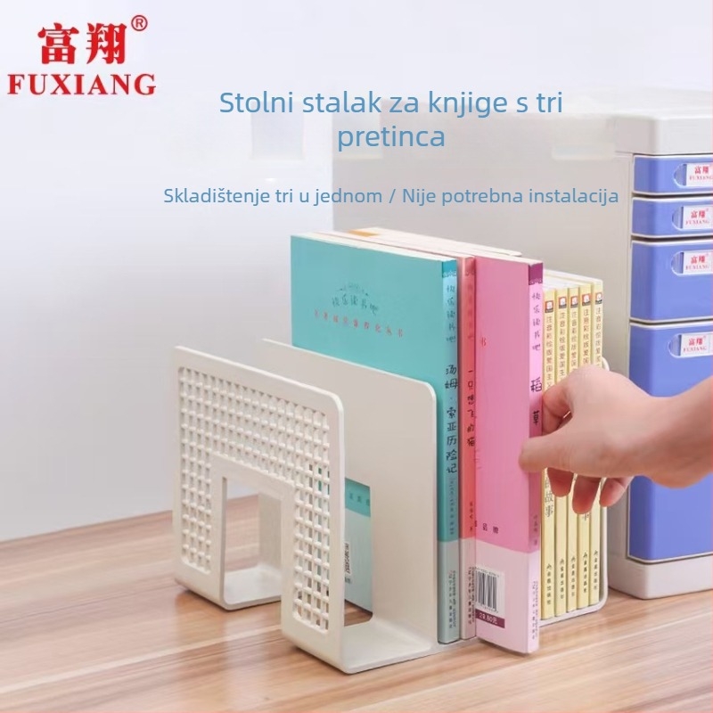 Fuxiang trostruki stalak za knjige i dokumente, ojačani veliki stolni organizator