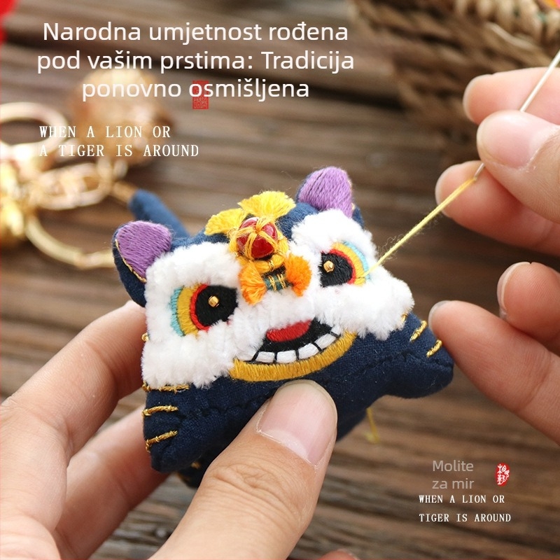 Ručni komplet za izradu privjeska od platna s tigrom, kineski motiv, križno šivanje
