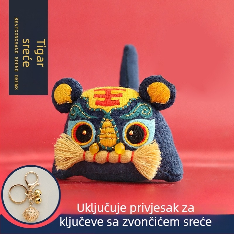 Ručni komplet za izradu privjeska od platna s tigrom, kineski motiv, križno šivanje